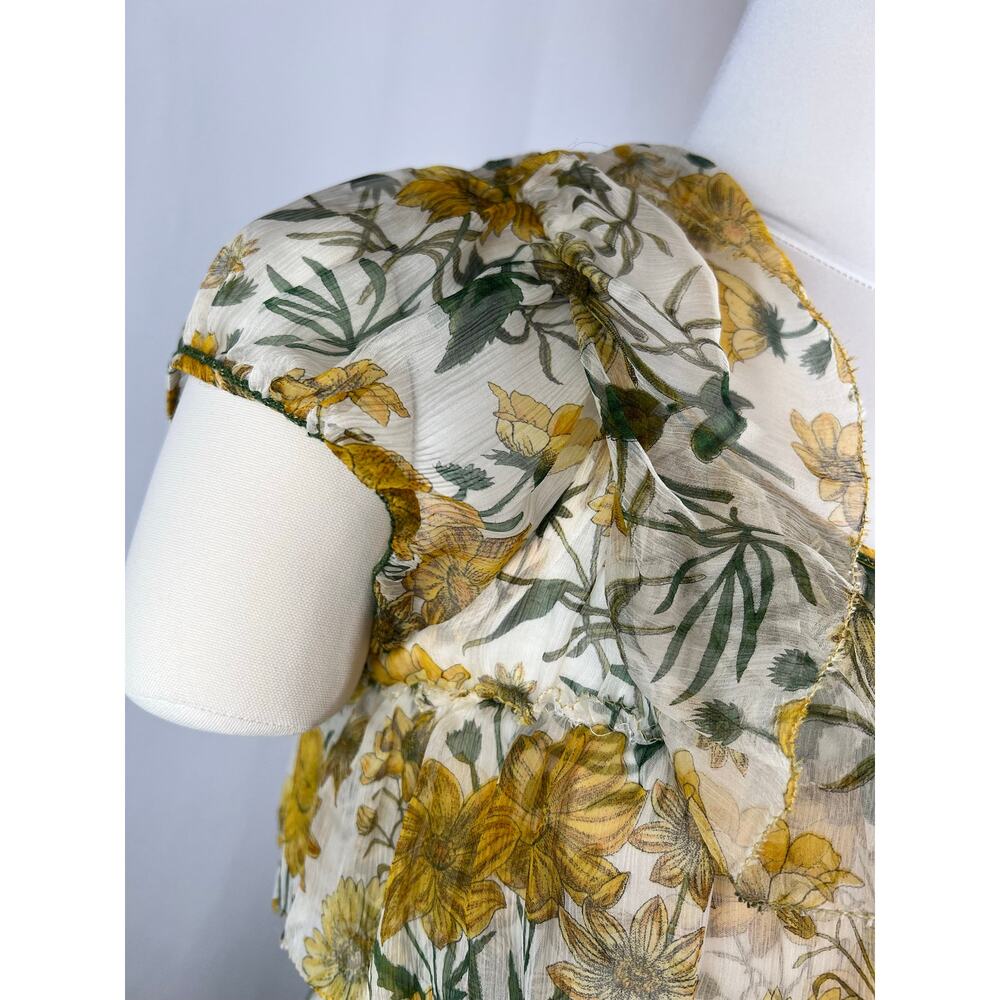 MSSP Silk Floral Off Shoulder Smocked Midi Dress Daisy Print NWT Large - Picture 3 of 10